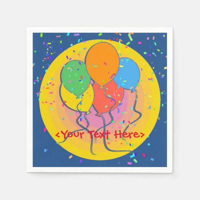Personalized Birthday Balloons Napkins (Front)