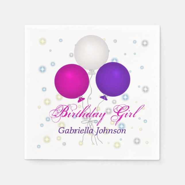 Personalized Birthday Balloons Napkins (Front)