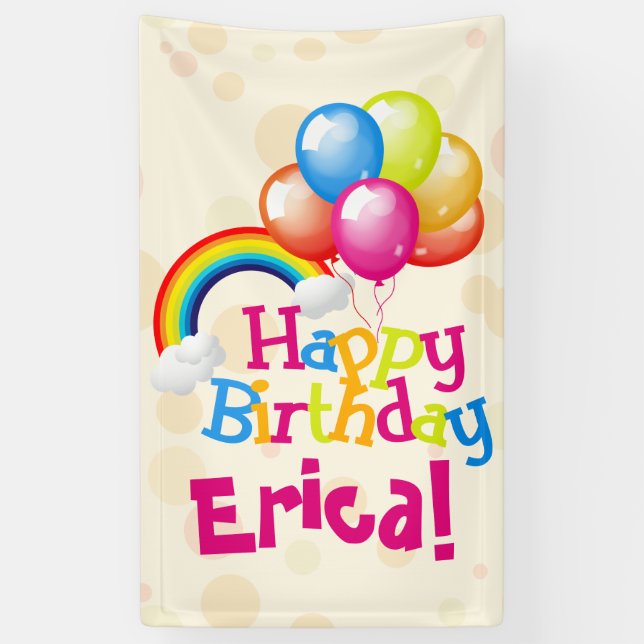 Personalized Birthday Balloons Rainbow Banner (Vertical)