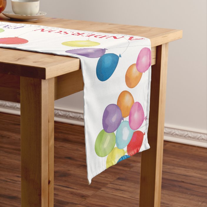 Personalized Birthday Balloons Table Runner | Zazzle.com