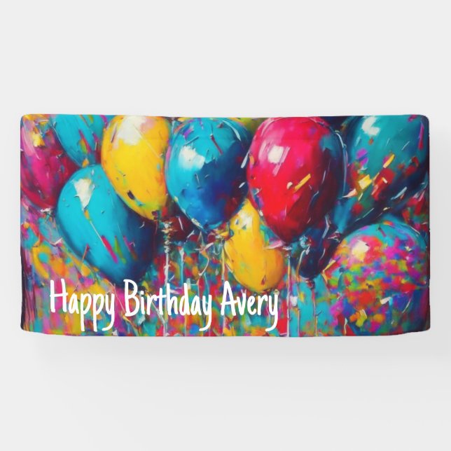 Personalized Birthday Banner | Colorful Balloons (Horizontal)