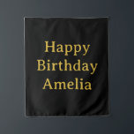 Personalized Birthday Banner Custom Name Flag Wall Tapestry<br><div class="desc">customized boho nursery sign backdrop,  personalised first last fabric signage,  new baby girl boy welcome,  happy birthday party son daughter,  black and gold photo booth,  prop vintage kid's with name,  rustic style art room decor,  for him her child kid,  1st 2nd 3rd 4th 5th,  6th 7th 13th 15th 16th</div>