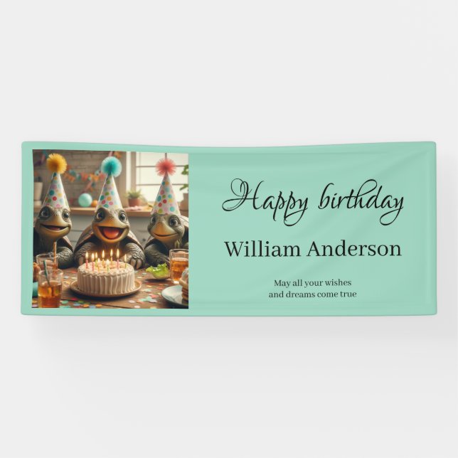 Personalized birthday banner with turtles (Horizontal)