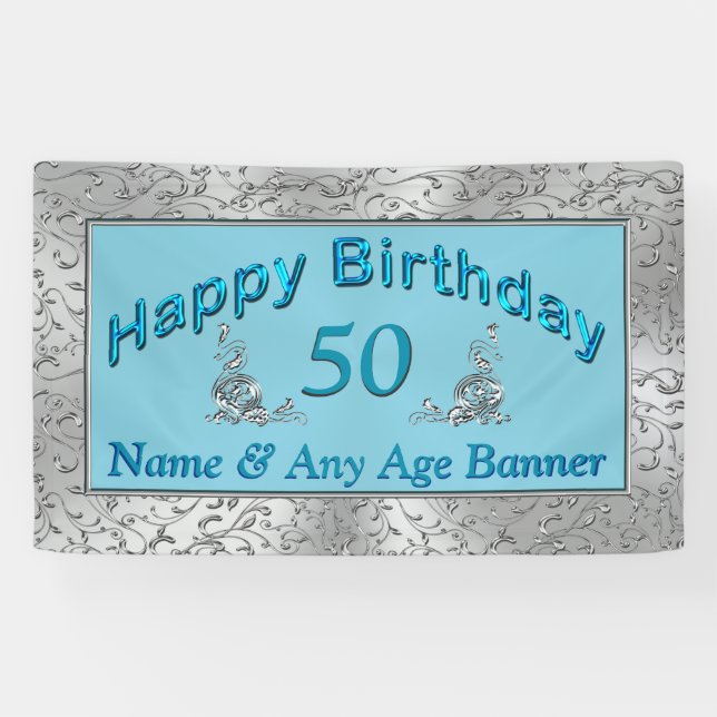 Personalized Birthday Banners Your AGE and NAME (Horizontal)