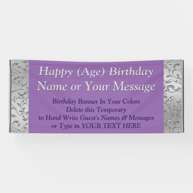 Personalized Birthday Banners, Your Text and Color Banner (Horizontal)