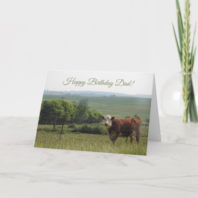 Personalized Birthday | Beautiful Cow and Scenery Card (Front)