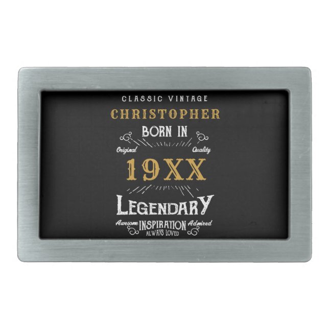 Personalized Birthday Best Dad Ever Legendary Gold Belt Buckle (Front)