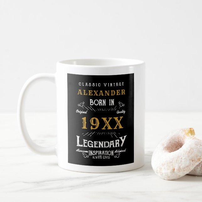 Personalized Birthday Best Dad Ever Legendary Gold Coffee Mug (With Donut)