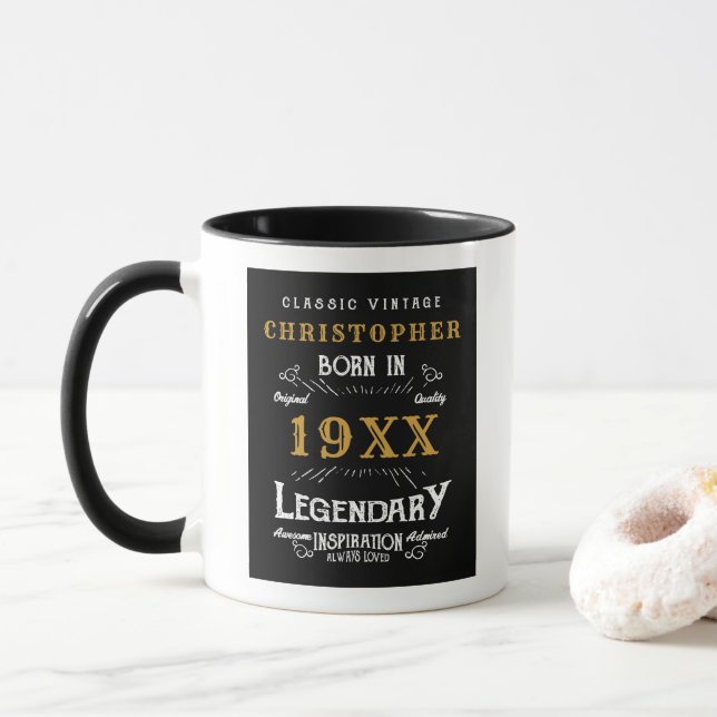 Personalized Birthday Best Dad Ever Legendary Gold Mug (With Donut)