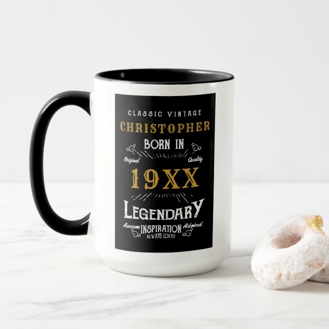 Personalized Birthday Best Dad Ever Legendary Gold Mug (With Donut)