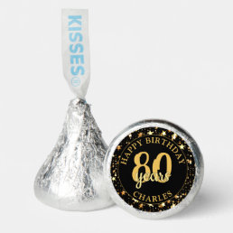 Personalized Birthday Black Gold Stars THANK YOU Hershey&#174;&#39;s Kisses&#174;