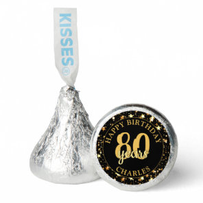 Personalized Birthday Black Gold Stars THANK YOU Hershey®'s Kisses®