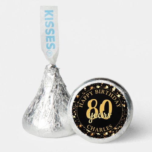Personalized Birthday Black Gold Stars THANK YOU Hersheys Kisses