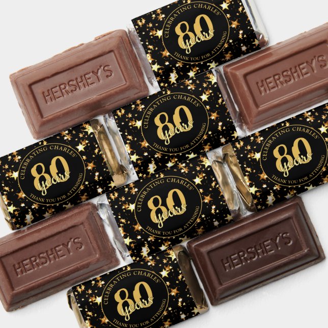 Personalized Birthday Black Gold Stars THANK YOU Hershey's Miniatures (Assorted)