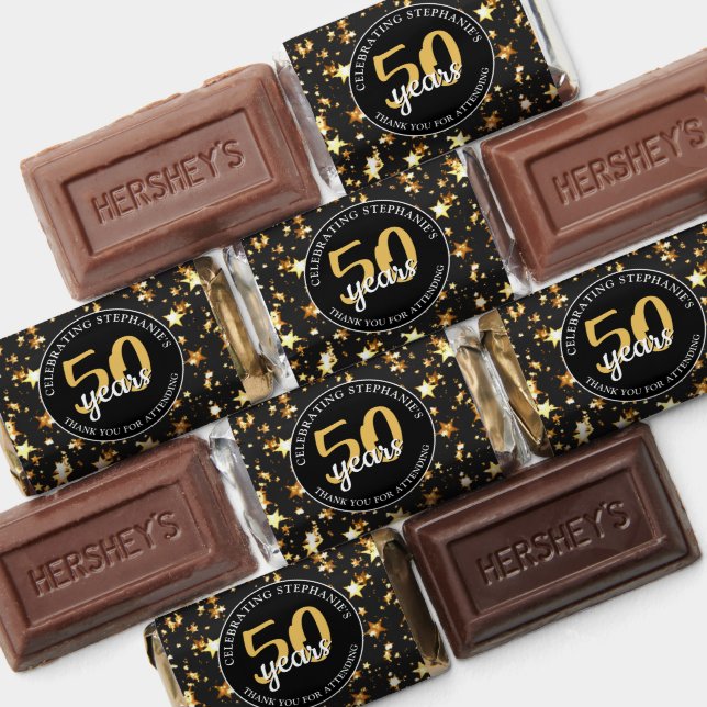 Personalized Birthday Black Gold Stars THANK YOU Hershey's Miniatures (Assorted)
