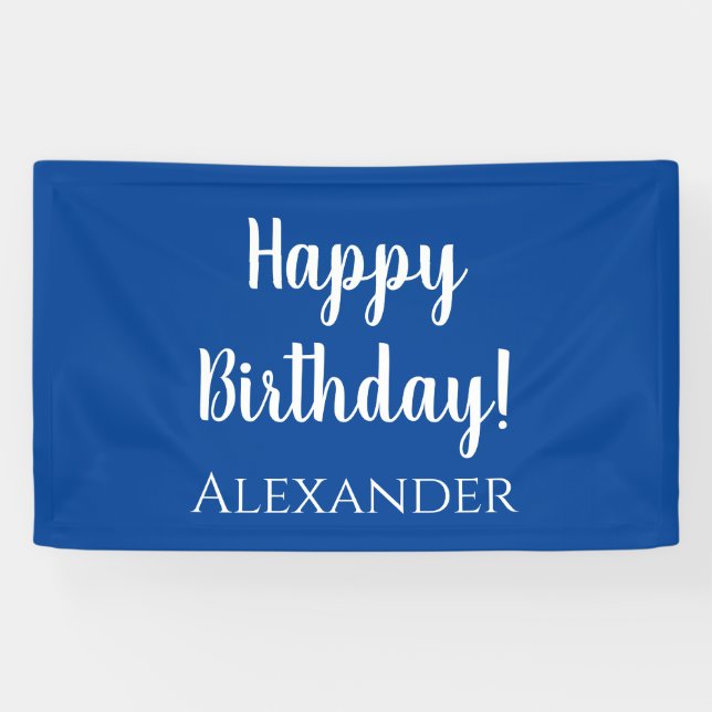 Personalized Birthday Blue Happy Birthday Banner (Horizontal)