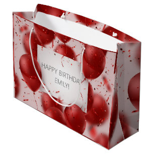 Personalized Birthday Blush pink Girly Stripes Large Gift Bag