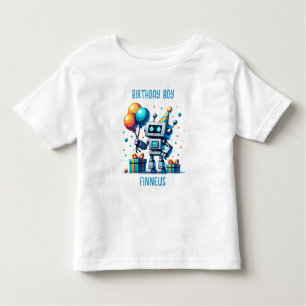 Personalized Birthday Boy Pixel Robot  Toddler T-shirt