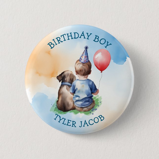 Personalized Birthday Boy | Puppy and Baby Button (Front)