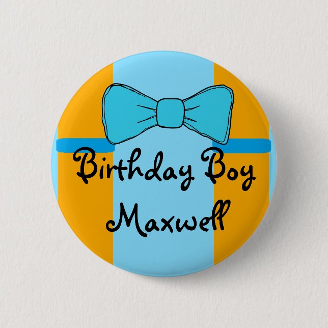 Personalized Birthday Boy Suspenders and Bow tie Button (Front)