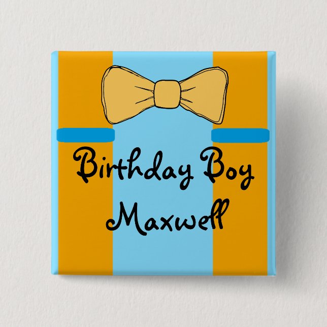 Personalized Birthday Boy Suspenders and Bow tie Button (Front)
