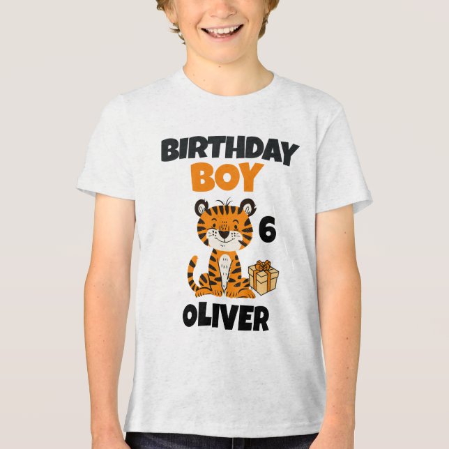 Personalized Birthday Boy Tiger T-Shirt – Custom  Tri-Blend Shirt (Front)
