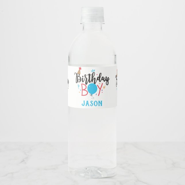 Personalized Birthday Boy Water Bottle Label (Front)