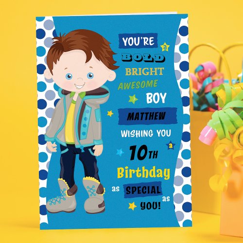 Personalized Birthday _ Brunette Boy Card