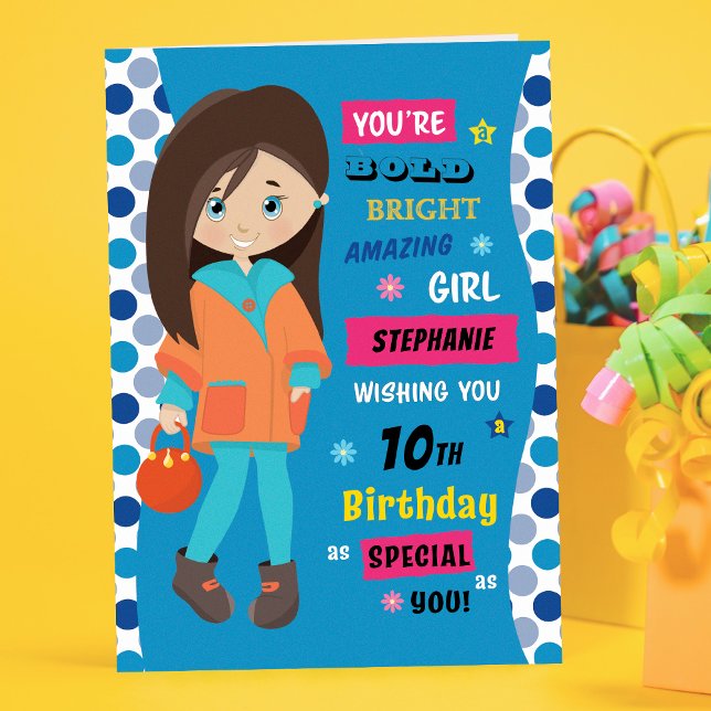 Personalized Birthday - Brunette Girl Card (Creator Uploaded)