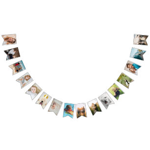 personalized birthday bunting with photos flags