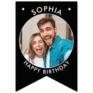 personalized birthday bunting with photos flags