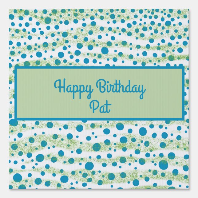 Personalized Birthday By the Sea Blue and Green   Sign (Front)