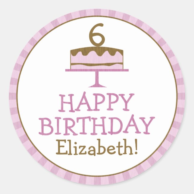 Personalized Birthday Cake Kids Birthday Stickers (Front)
