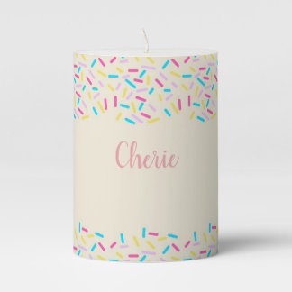 Personalized Birthday Cake Pillar Candle
