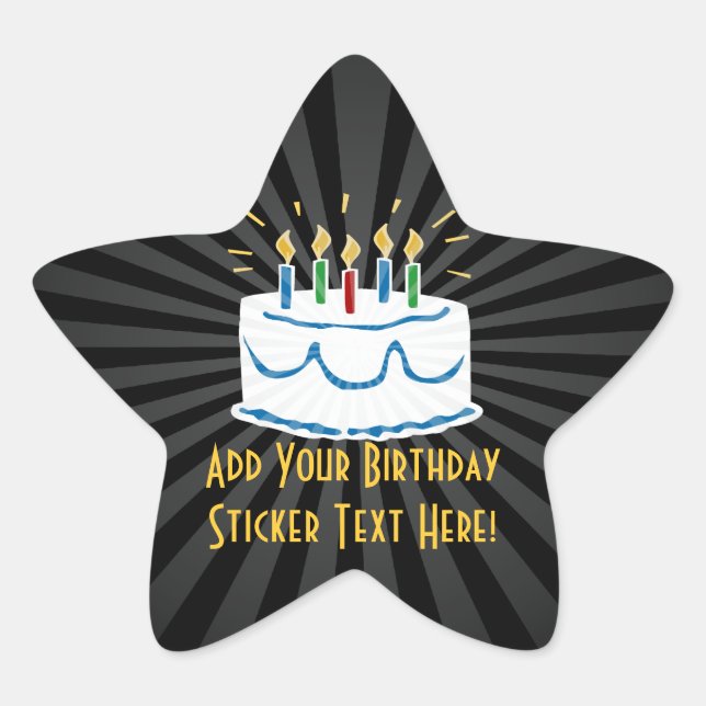 Personalized Birthday Cake Star Favor Sticker (Front)