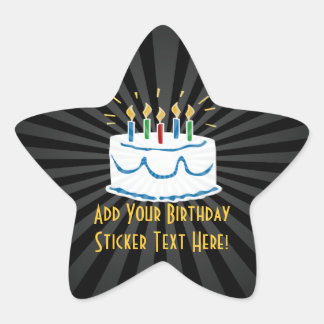 Personalized Birthday Cake Star Favor Sticker