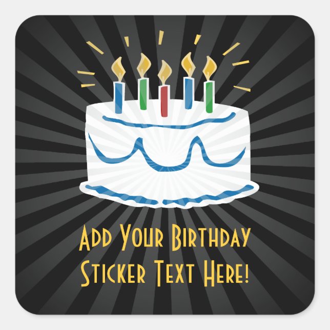 Personalized Birthday Cake Sticker or Favor Label (Front)