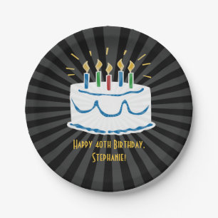 Personalized Birthday Cake Sticker or Favor Label Paper Plates
