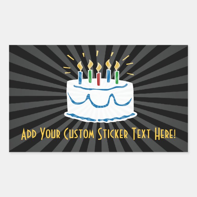Personalized Birthday Cake Sticker or Wine Label (Front)