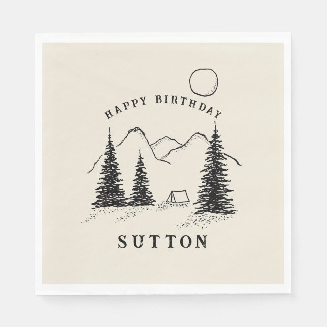 Personalized Birthday Camping  Napkins (Front)