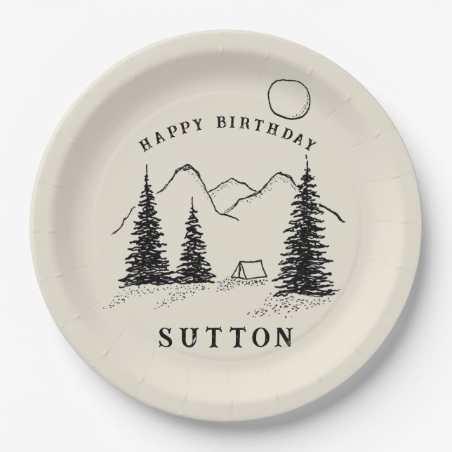 Personalized Birthday Camping  Paper Plates (Front)