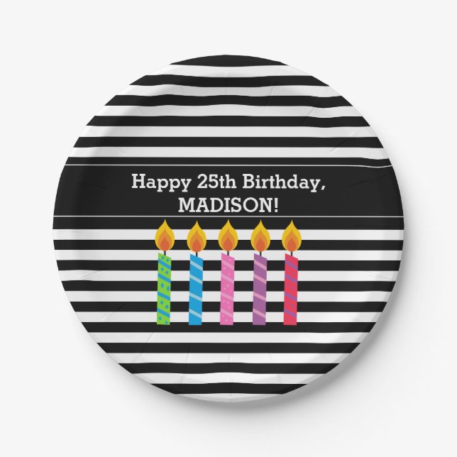 Personalized Birthday Candles Paper Plates (Front)