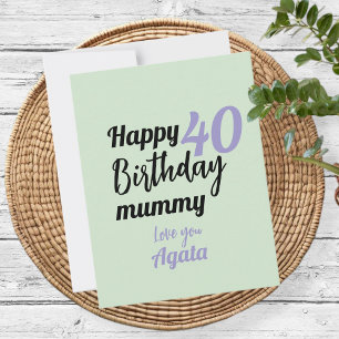 Personalized birthday card 40th birthday mom