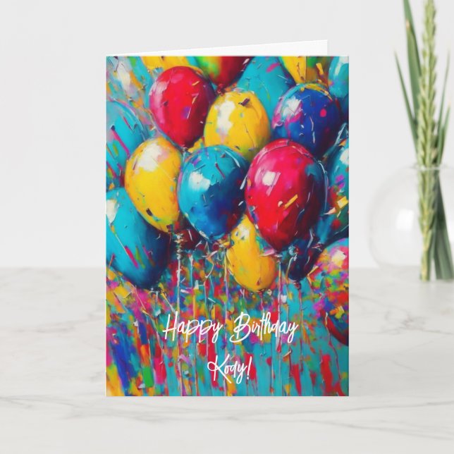 Personalized Birthday Card | Colorful Balloons (Front)