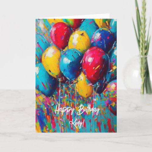 Personalized Birthday Card  Colorful Balloons