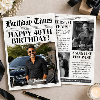 Personalized Birthday Card, Custom Photo Newspaper Holiday Card