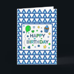 Personalized Birthday Card for Brother<br><div class="desc">Blue and green birthday card for a brother,  although you can customize it for anyone. Lime green balloon and blue cupcake.</div>