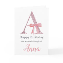 Personalized Birthday Card for Her - Letter A