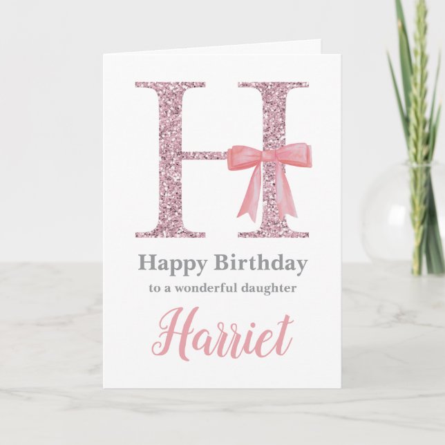 Personalized Birthday Card for Her - Letter H (Front)