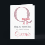 Personalized Birthday Card for Her - Letter Q<br><div class="desc">Happy Birthday card for her! This card is for a letter Q (see the rest of our shop for other letters). The main large letter Q is fixed but all the other text can be personalized to meet your requirements!</div>